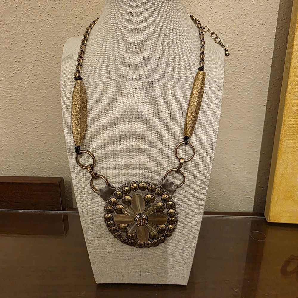 Chico's Gold and Brown Statement Necklace